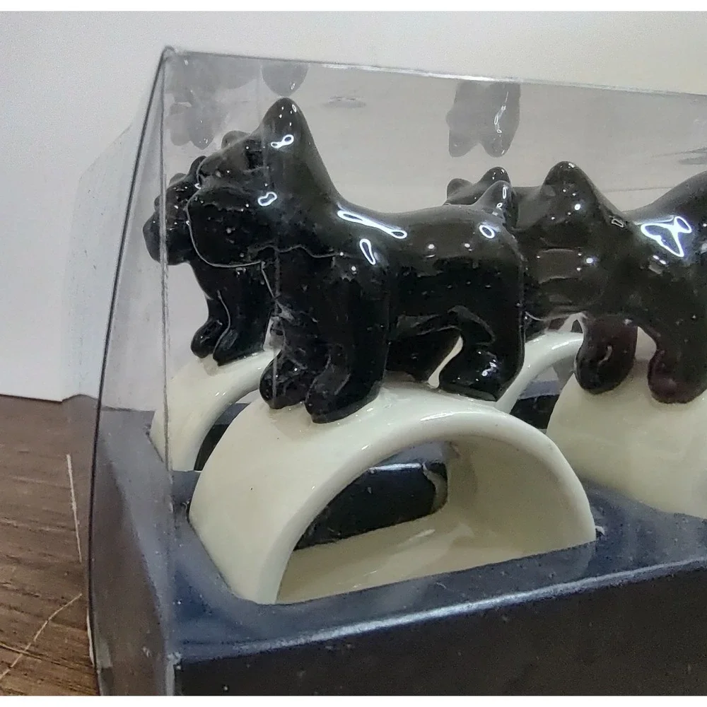 Scottie Puppy Dog Napkin Rings Set of 4 Thomas O'Brien 2005 Vintage Modern